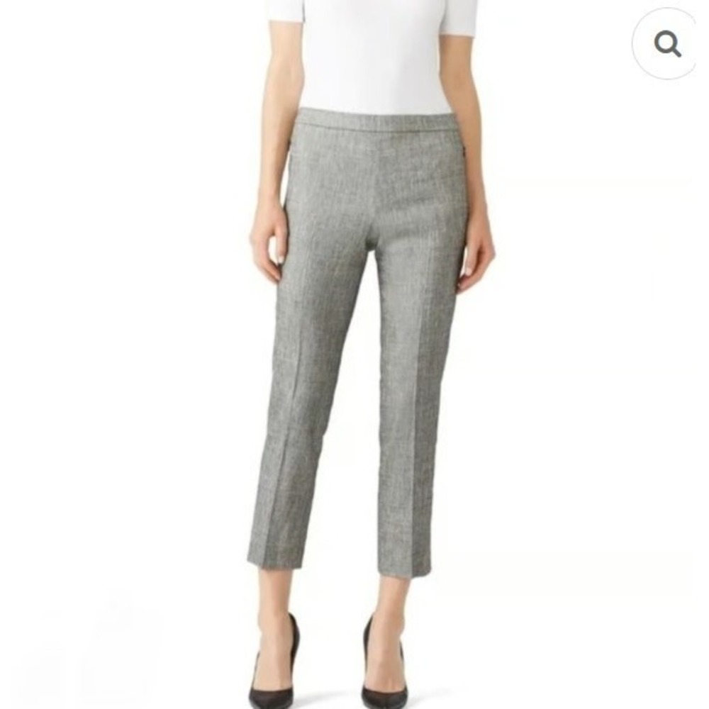 Theory Womens Grey Linen Blend Pull On Cropped Trousers Pants Size 10